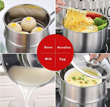 Load image into Gallery viewer, 3 Pcs Stainless Pasta Steamer Saucepan Set
