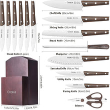 Load image into Gallery viewer, Kitchen Knives Set 15 Pieces with Manual Sharpener
