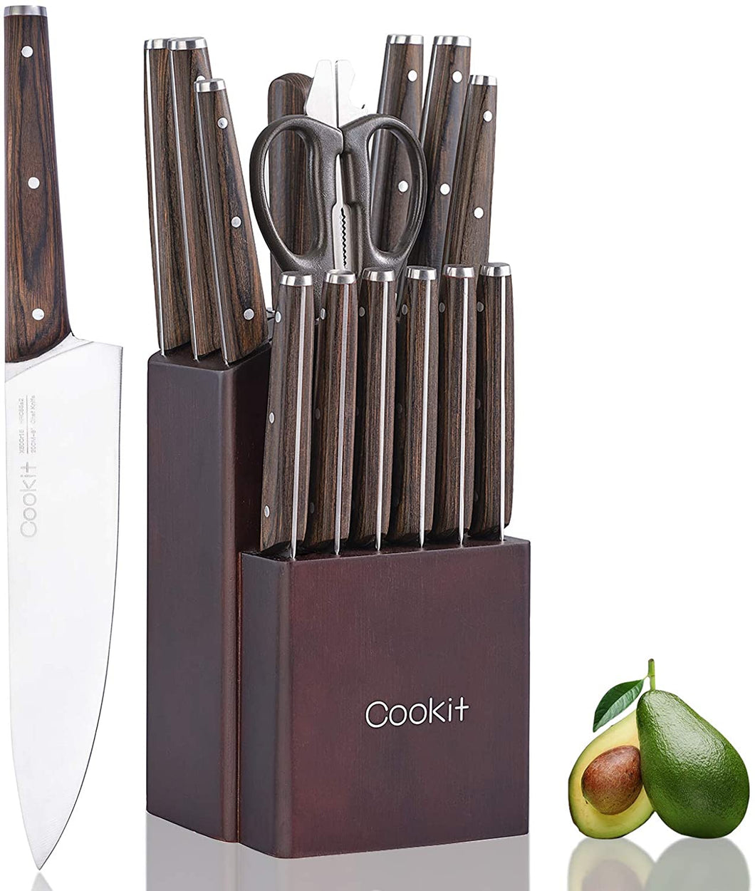 Kitchen Knives Set 15 Pieces with Manual Sharpener