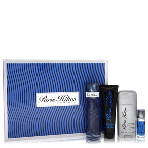 Set de regalo Paris Hilton by Paris Hilton: Eau De Toilette en aerosol de 3.4 oz + gel de baño de 3 oz + desodorante en barra de 2.75 oz + spray EDT mini de .25 para hombres