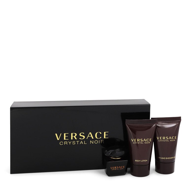 Crystal Noir von Versace Geschenkset -- 0,17 oz Mini EDT + 0,8 oz Duschgel + 0,8 oz Körperlotion für Damen