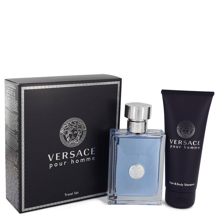 Versace Pour Homme Geschenkset 3.4 Oz Eau De Toilette Spray und 3.4 Oz Duschgel für Herren