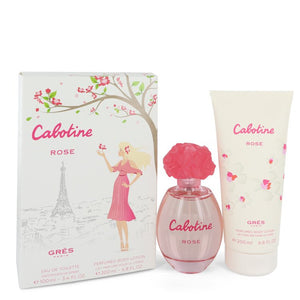 Cabotine Rose von Parfums Gres Geschenkset – 3,4 oz Eau de Toilette Spray + 6,7 oz Bodylotion für Frauen