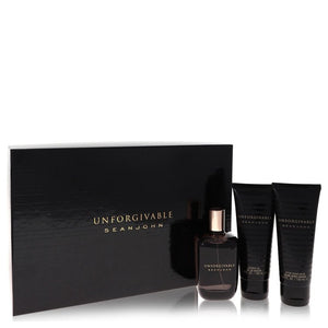 Set de regalo Imperdonable de Sean John: Eau De Toilette en spray de 4,2 oz + gel de ducha de 3,4 oz + bálsamo para después del afeitado para hombres de 3,4 oz