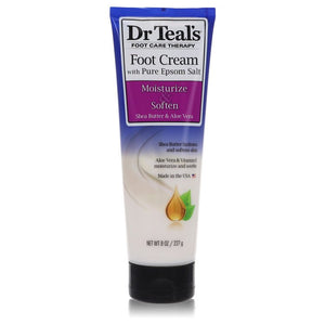 Dr Teal's Pure Epsom Salt Foot Cream de Dr Teal's Pure Epsom Salt Foot Cream con manteca de karité, aloe vera y vitamina E, 8 oz para mujeres