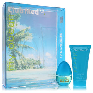 Conjunto de presente Club Med My Ocean da Coty - Mini spray EDT de 0,33 onças + Loção corporal de 1,85 onças para mulheres