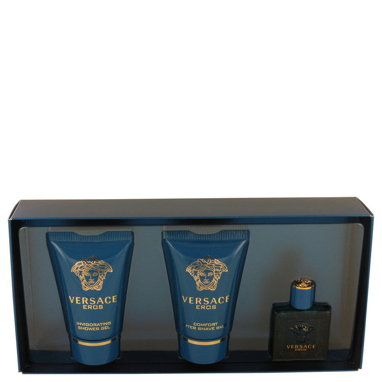 Set de regalo Versace Eros de Versace -- Mini EDT de 0.17 oz + Gel de ducha de 0.8 oz + Bálsamo after shave de 0.8 oz para hombres