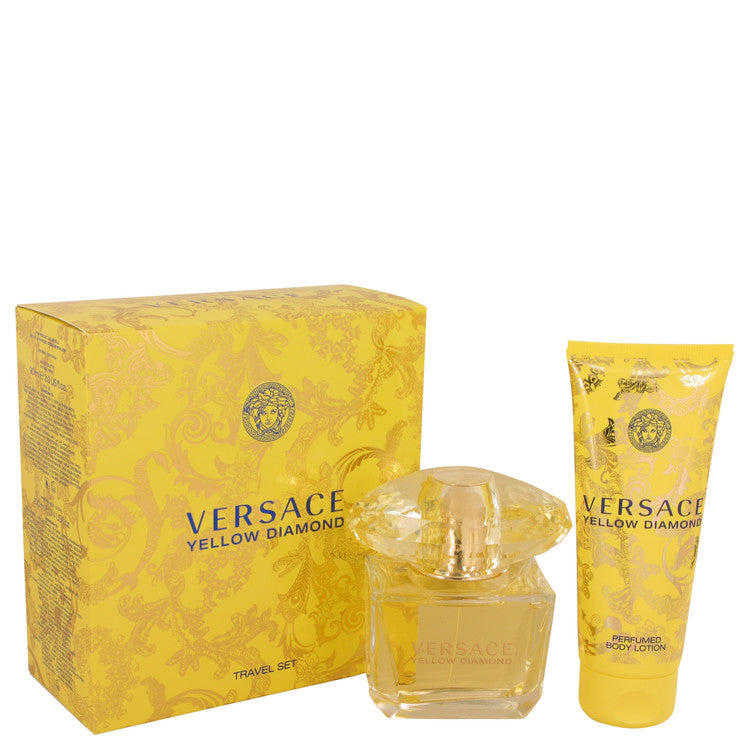 Set de regalo Versace Yellow Diamond de Versace -- Spray Eau De Toilette de 3 oz + Loción corporal de 3.4 oz para mujer