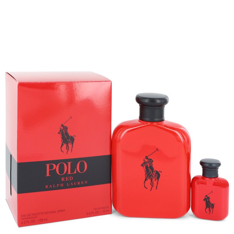 Подарочный набор Polo Red от Ralph Lauren — туалетная вода-спрей 4,2 унции + Mini EDT 0,5 унции для мужчин