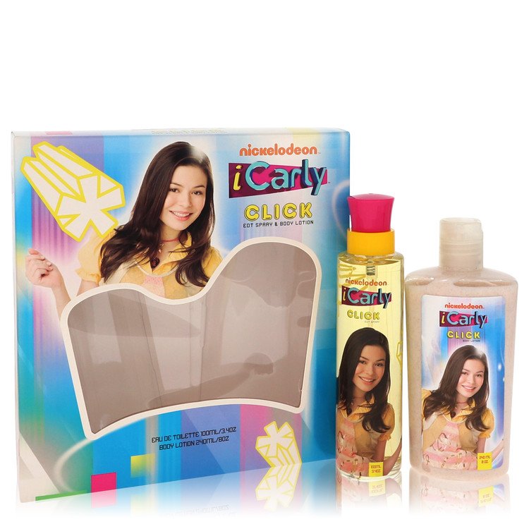 Zestaw upominkowy iCarly Click marki Marmol & Son – 3,4 uncji wody toaletowej w sprayu + 8 uncji balsamu do ciała dla kobiet