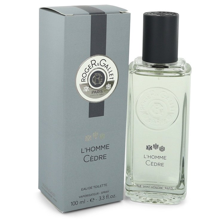 Roger Gallet L Homme Cèdre Eau de Toilette Vaporisateur 3.3 Oz Pour Hommes Parfum Boisé Épicé Notes de Mandarine Orange Cèdre
