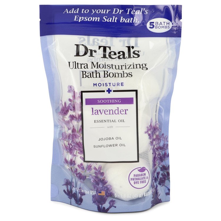 Dr Teal's Ultra Moisturizing Bath Bombs van Dr Teal's Five (5) 1,6 oz Vochtverzachtende Bath Bombs met lavendel, etherische oliën, jojoba-olie, zonnebloemolie (Unisex) 1,6 oz voor mannen