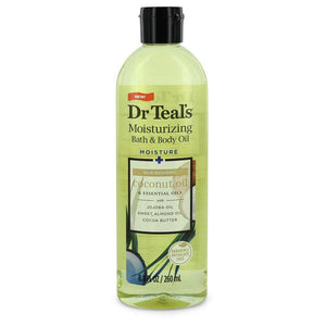 Óleo hidratante para banho e corpo Dr Teal's da Dr Teal's Óleo de coco nutritivo com óleos essenciais, óleo de jojoba, óleo de amêndoa doce e manteiga de cacau 8,8 onças para mulheres