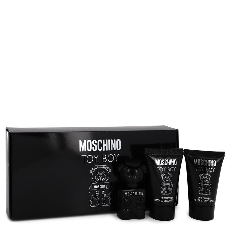 Set de regalo Moschino Toy Boy de Moschino -- Mini EDP de 0.17 oz + Gel de ducha de 0.8 oz + Bálsamo after shave de 0.8 oz para hombres