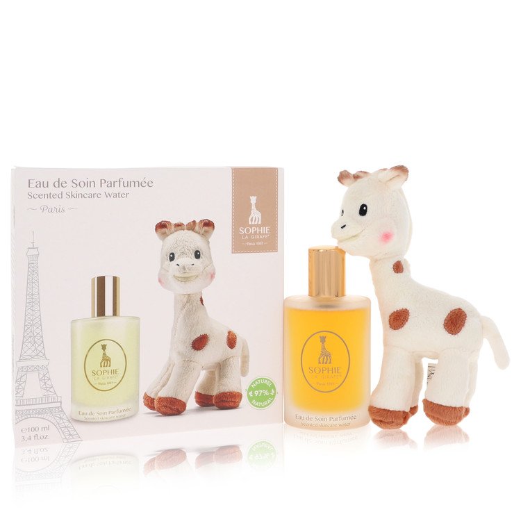 Set de regalo Sophie La Girafe Eau De Soin Parfumée 3.4 Oz Agua de cuidado perfumada sin alcohol con juguete suave para mujeres