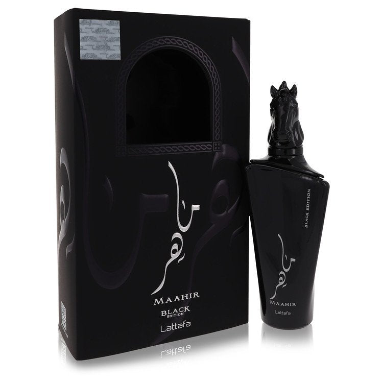 Maahir Black Edition da Lattafa Eau De Parfum Spray 3,4 onças para mulheres