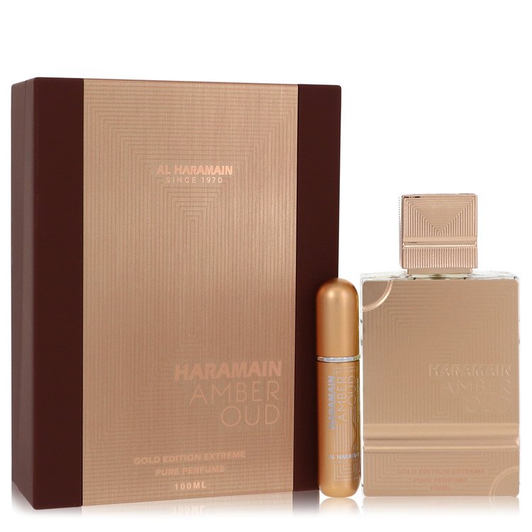 Подарочный набор Al Haramain Amber Oud Gold Edition Extreme от Al Haramain: парфюмерный спрей Pure 3,4 унции + многоразовый спрей 0,34 унции для женщин