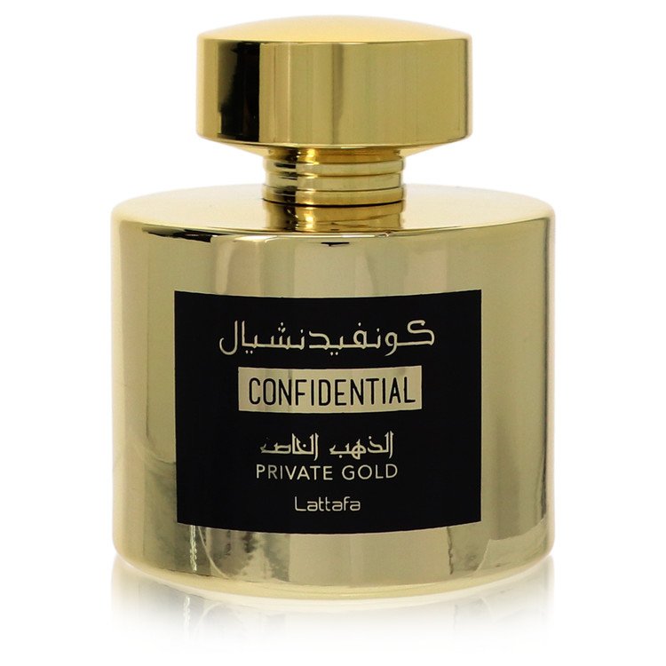 Lattafa Confidential Private Gold Eau De Parfum Spray Unisexe Déballé 3,4 Oz pour Hommes