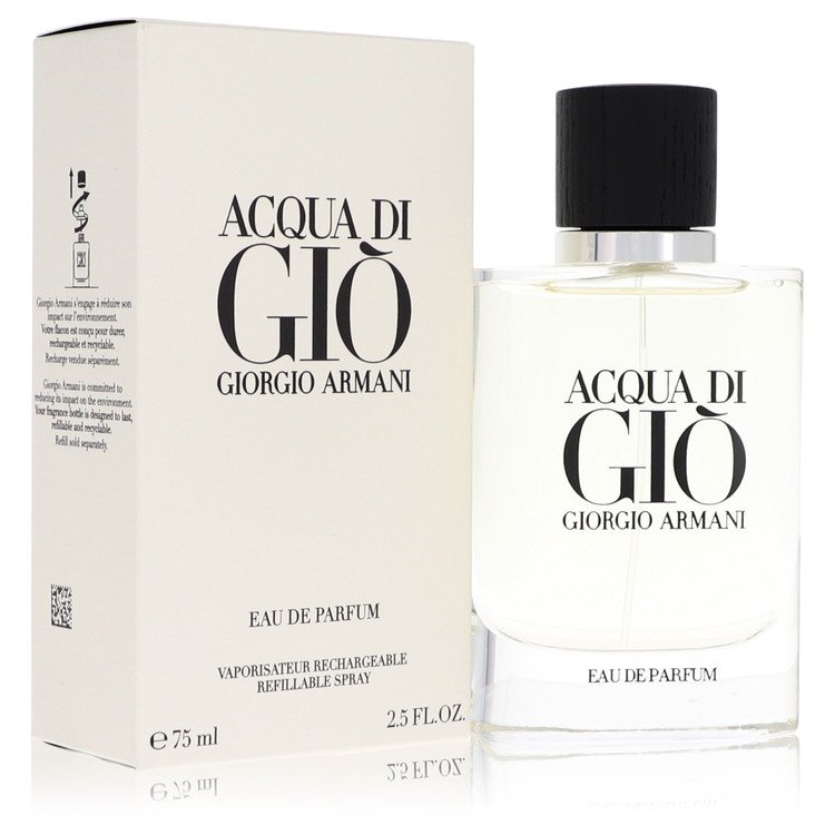Acqua Di Gio de Giorgio Armani Eau De Parfum spray recarregável de 2,5 onças para homens