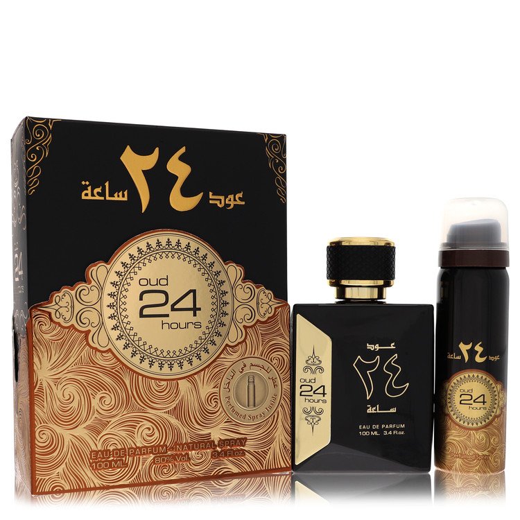 Ard Al Zaafaran Oud 24 Hours por Al Zaafaran Eau De Parfum Spray + Spray Perfumado 1.7oz (Unissexo) 3.4 oz para Homem