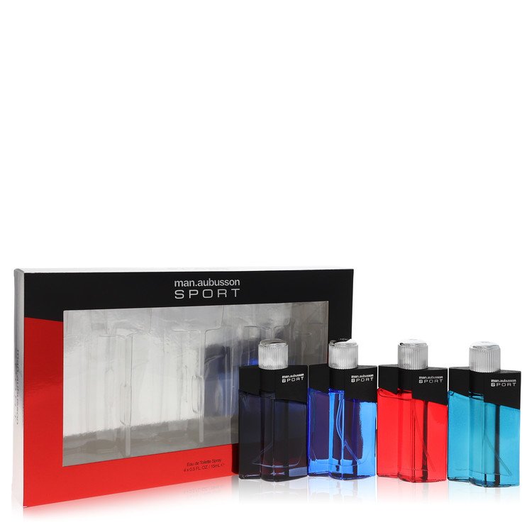 Man Aubusson Sport von Aubusson 4 x 0,5oz Sport EDT Spray (jeweils eines von Sport Blue, Sport Red, Sport Aqua, Sport Black) -- für Männer