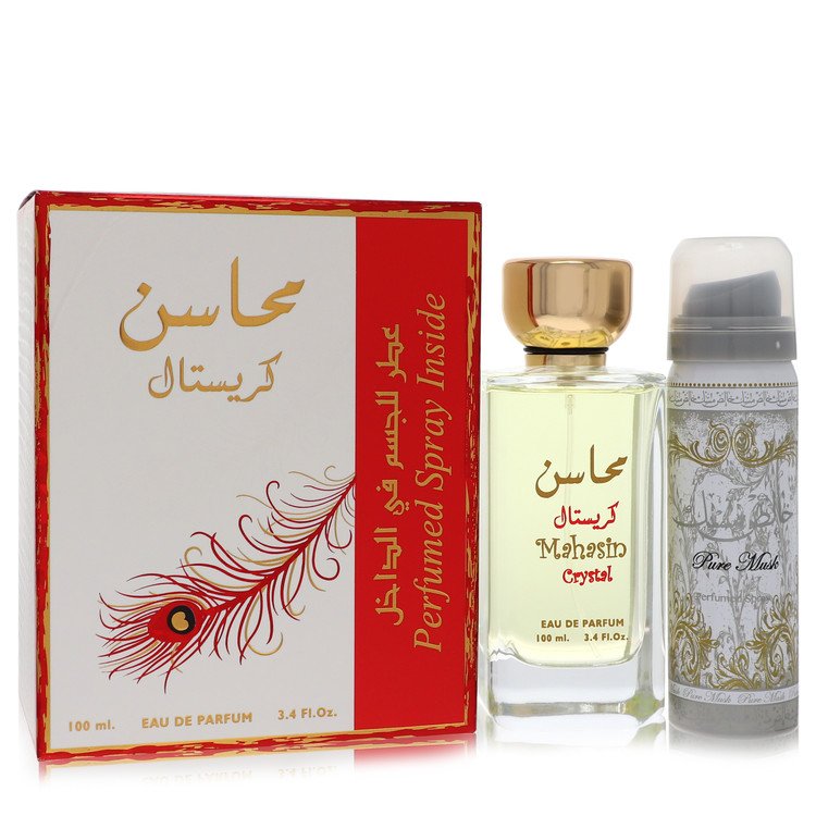 Lattafa Mahasin Crystal par Lattafa Vaporisateur Eau de Parfum avec vaporisateur déodorant 3,4 oz pour femmes