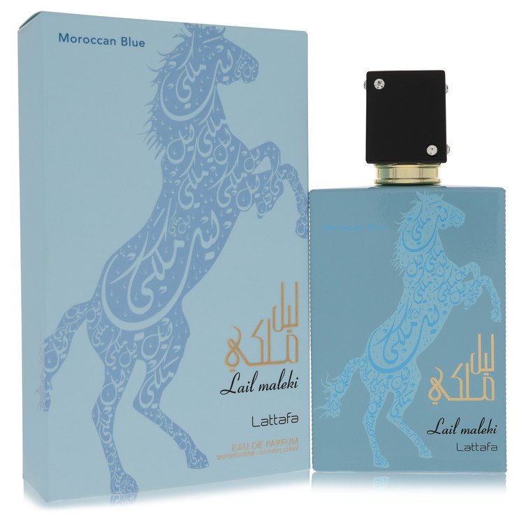 Lattafa Lail Maleki Moroccan Blue Eau De Parfum Spray Unissexo 3.4 Oz Para Homem