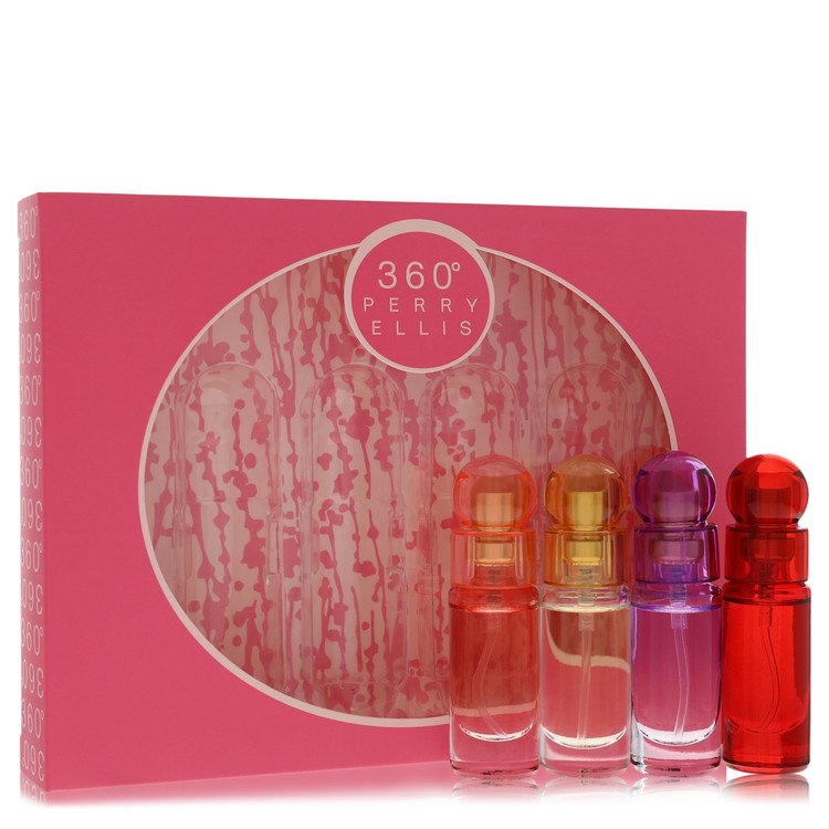 coffret cadeau perry ellis 360 par Perry Ellis -- coffret cadeau de voyage quatre pièces comprenant un vaporisateur mini eau de parfum de 0,25 oz de chaque. 360 Coral, 360 pour femmes, 360 Purple, 360 Red. pour femmes