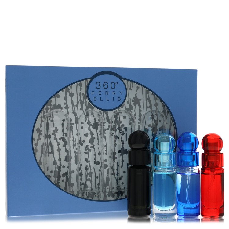 perry ellis 360 by Perry Ellis Gift Set -- Four piece Travel Gift Set Includes .25 oz Mini EDT Spray of each. 360 Black, 360 For Men, 360 Very Blue, 360 Red. for Men